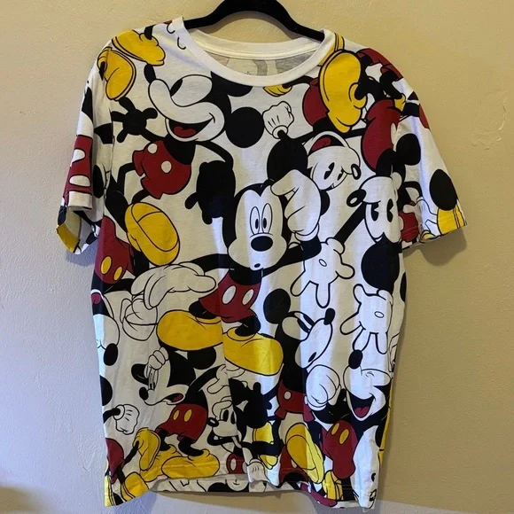 Disney Mickey Mouse Long Sleeve Tee - White, Black, Red, Yellow - Picture 1 of 2